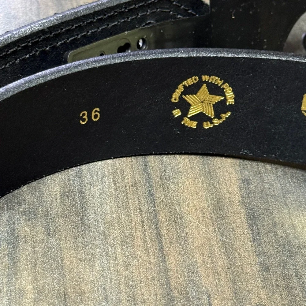 Boston Leather Belts Mens 36 Black Basketweave Full‎ Grain Hook & Loop Tipped